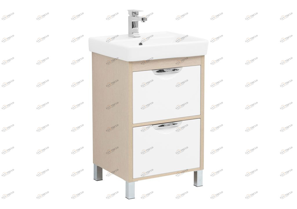 Тумба под раковину Aquanet Гретта 50 New светлый дуб (2 ящика) 00239399