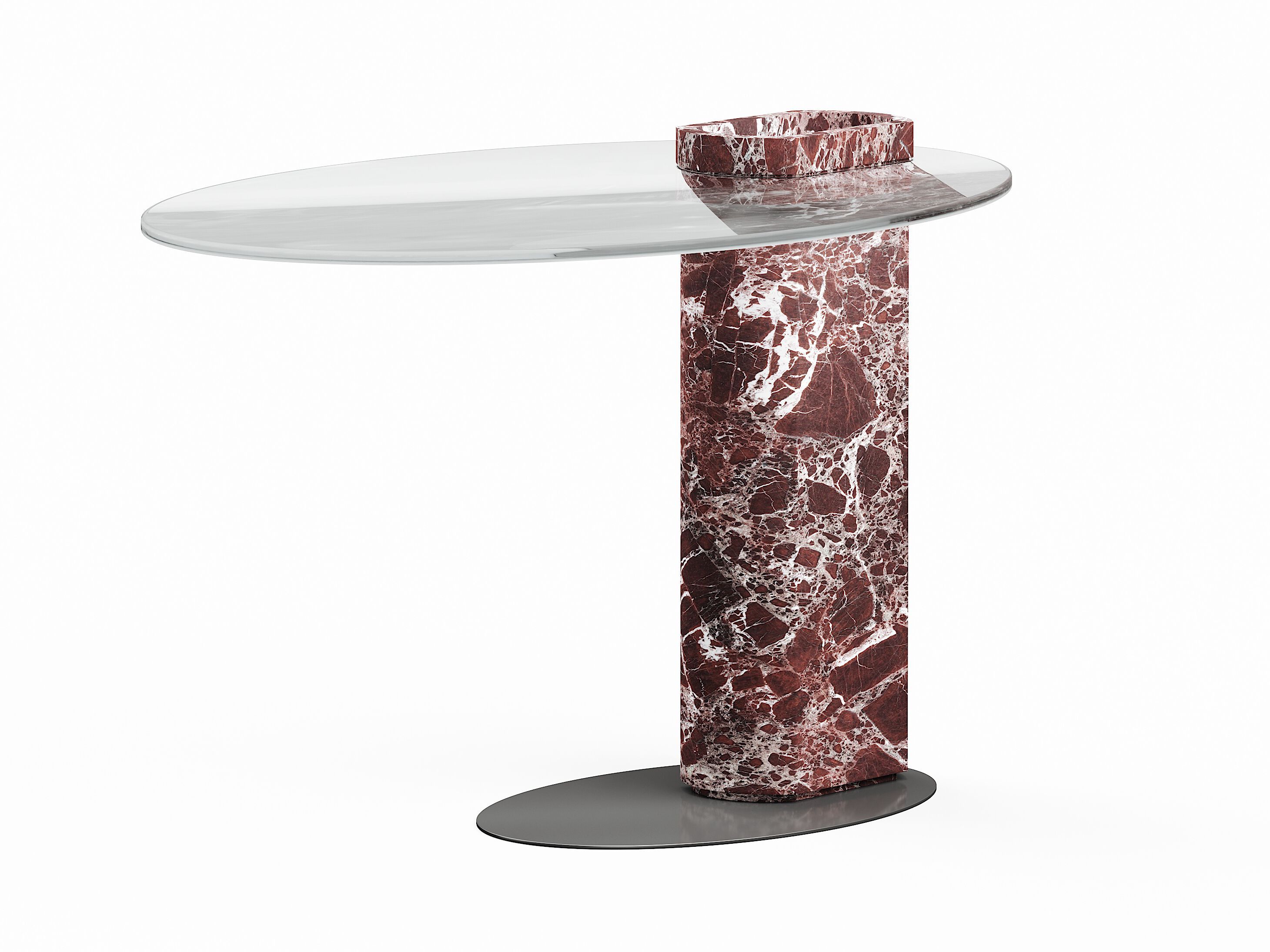 Овальный сервировочный столик из красного мрамора и стекла Levanto Marmo Arredo Horizons ARCH-00136273