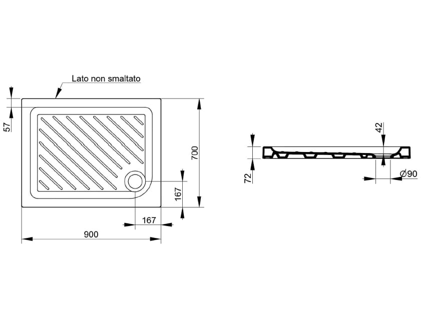 Керамический нескользящий прямоугольный поддон для душа Ceramica Dolomite Gemma2 ARCH-00083927 - Вид №10