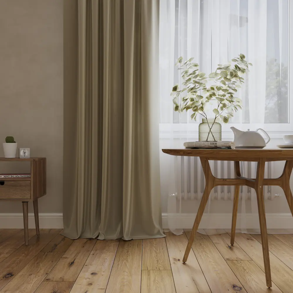 Штора на ленте блэкаут Ален 140x270 см цвет бежевый ТОРГОВЫЙ ДОМ ТЕКСТИЛЬ STLM-2055343