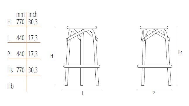 Высокий деревянный барный стул Wiener GTV Design TRIO ARCH-00072792 - Вид №3