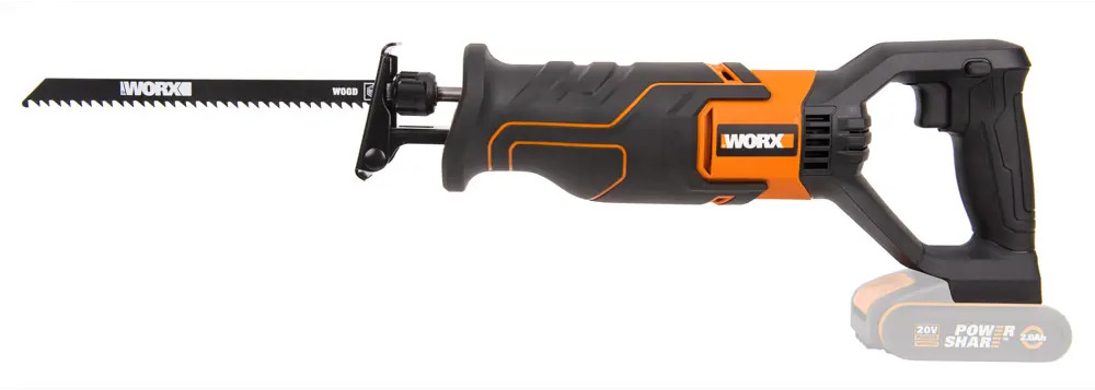 93825986 Пила сабельная аккумуляторная Worx WX500.9, 20 В Li-Ion без АКБ и ЗУ STLM-0580104
