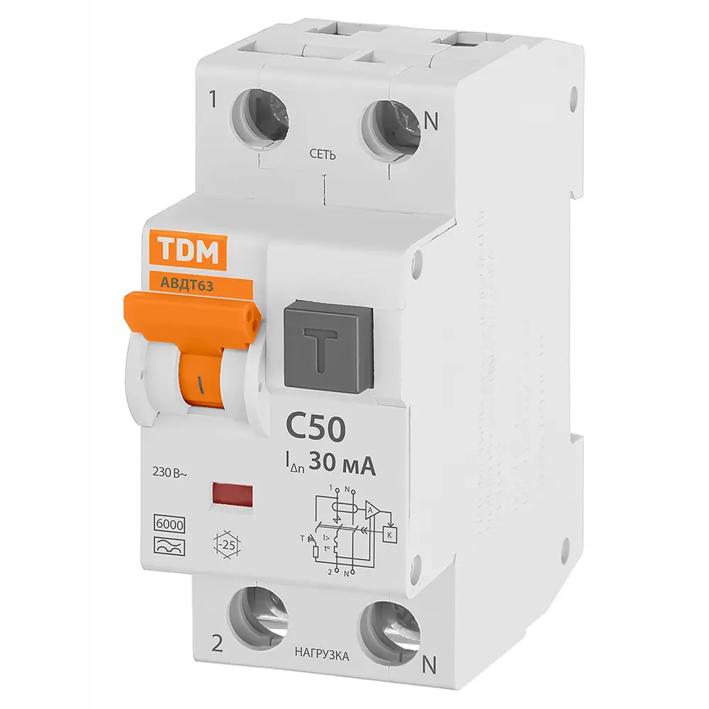 Дифференциальный автомат TDM Electric АВДТ63 - защита от токов утечки 89347142 STLM-1103035