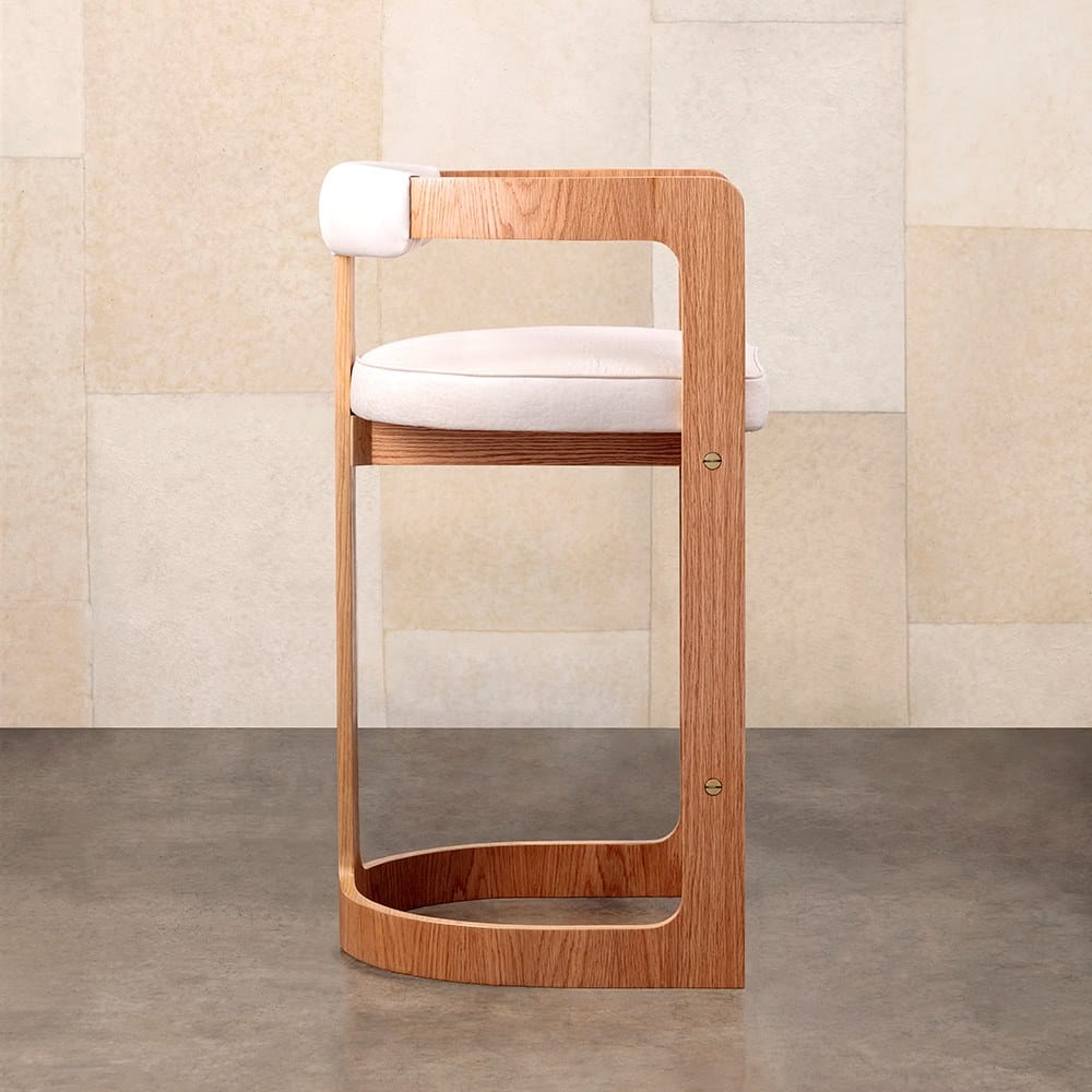 Деревянный мягкий барный стул с подставкой для ног Kelly Wearstler ZUMA ARCH-00113033 - Вид №3