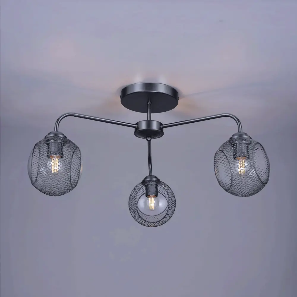 Люстра потолочная Эйр РС21386 3 лампы 10 м² цвет черный РОССВЕТ STLM-2129905 - Вид №1