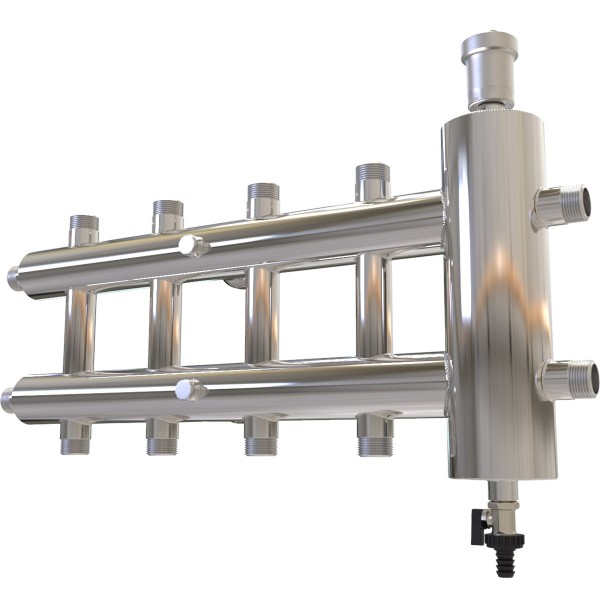 Купить Распределительный коллектор с гидрострелкой 60 кВт, 5 контуров Прокситерм GSK255 - Вид №2