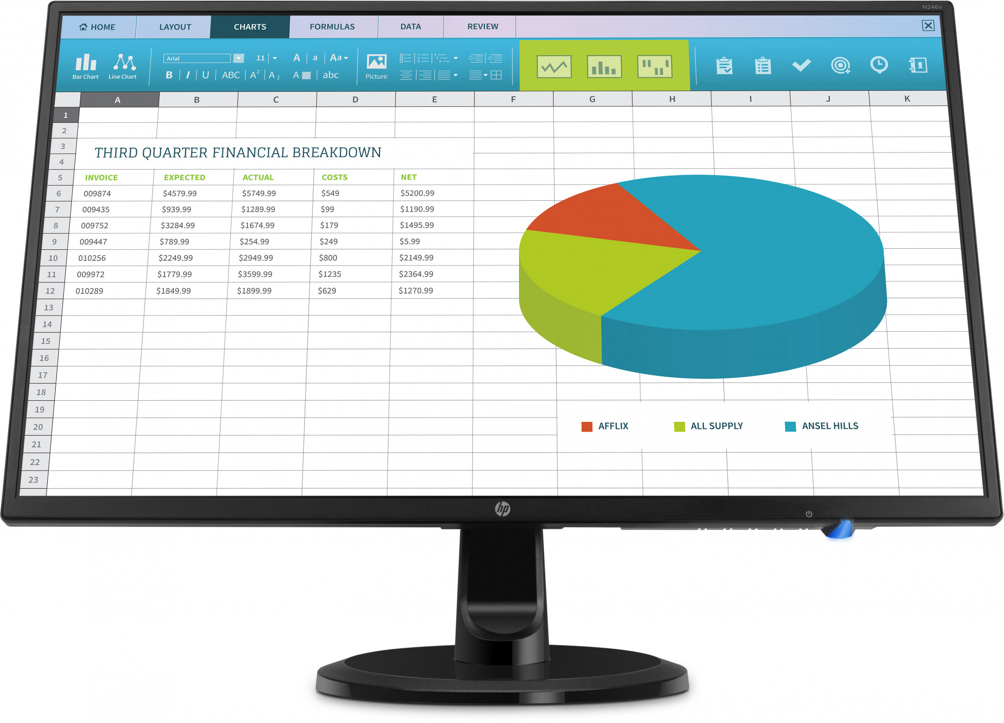 3NS59AA#ABB n246v 23,8 monitor 1920x1080 16:9 ads/ips 250 cd/m2 1000:1 178°/178° hdmi vga dvi energy star epeat black&silver HP Santreyd 