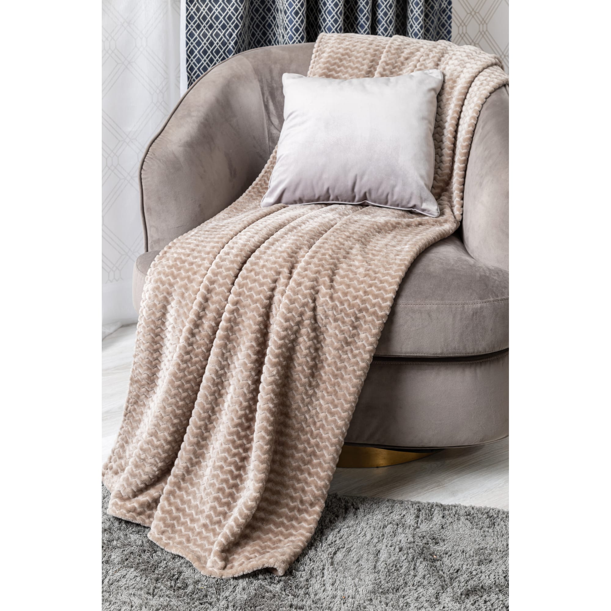 82391611 Плед «Велсофт», 150x200 см, полиэстер, цвет бежевый Santreyd  - Вид №5