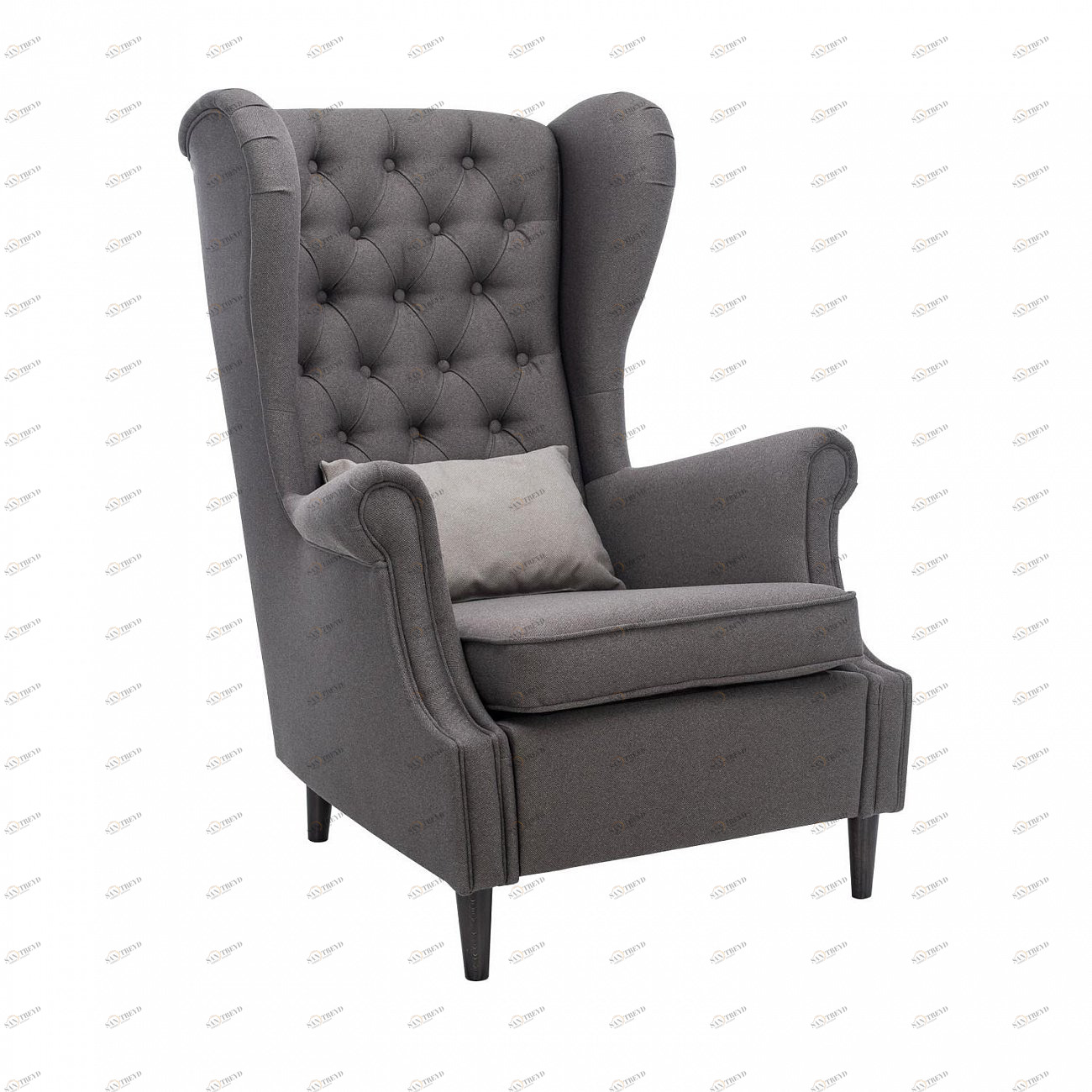 Кресло мягкое с ушами и капитоне серое Leset "Винтаж" IMPEX ДИЗАЙНЕРСКИЕ 00-3885649 Серый 