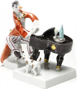 73532 Meissen Фигурка 7,5см "Клоун - пианист" (П.Штранг КЛОУНЫ) Фарфор