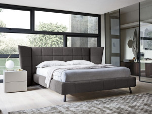 Двуспальная кровать для хранения ткани с мягким изголовьем