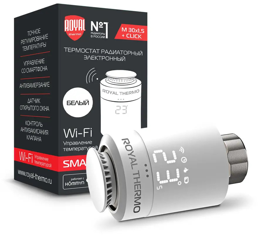 84335010 Термостатическая головка жидкостная Royal Thermo Smart Heat M30x1.5 белая STLM-0048520