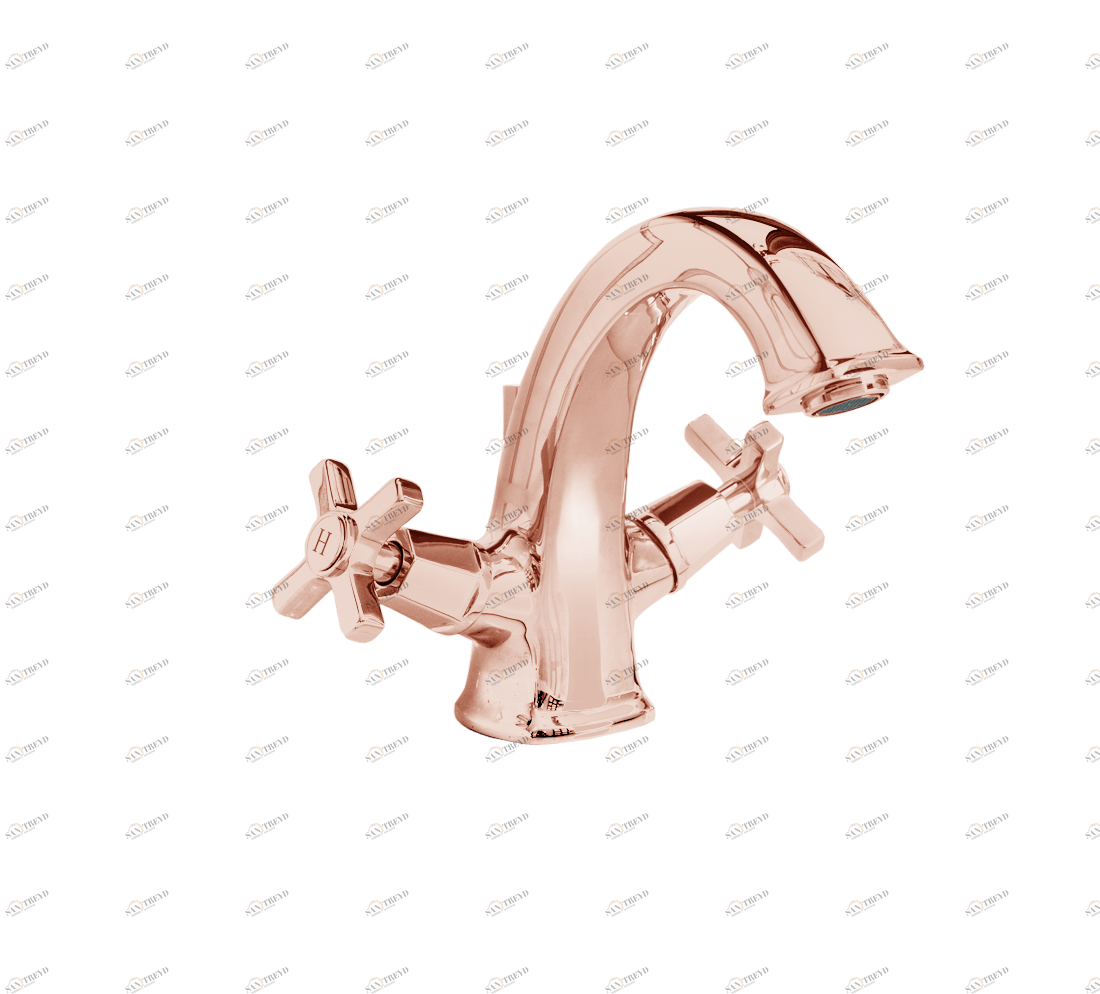 Gentry Home Смеситель для раковины на 3 отверстия Chopin Metal Розовое золото GH102235 
