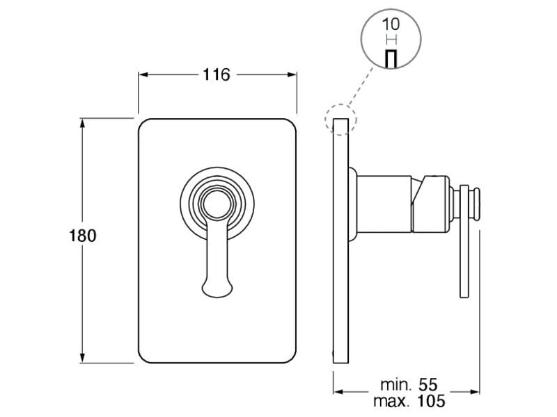 Однорычажный встраиваемый смеситель для душа с пластиной CRISTINA Rubinetterie Фара ARCH-00133163 - Вид №2