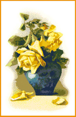 150х230кл Схема для вышивания цв. А3 ДК-310 "Желтые розы в вазе" Santreyd 