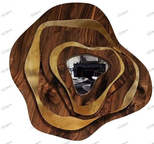 Malabar Настенное деревянное зеркало в раме Torsion sun-id-1426623