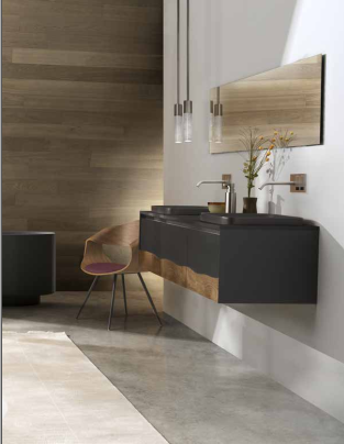 C375M2L70 .101NC Тумба подвесная с 2 выдвижными ящиками 70 см A. e T. Italia TRACE Белый матовый - орех Каналетто Италия AeT ITALIA C375M2L70.101NC - Вид №5