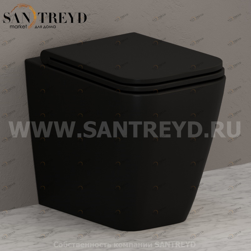 ST004AR Приставной унитаз напольный Черный Ceramica Globo STONE Италия