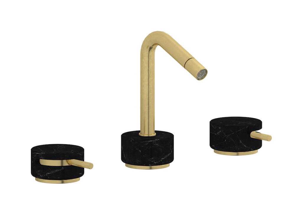 Смеситель для биде на 3 отверстия с донным клапаном WE ARE IB mr393on_2 Natural Brass Marmo