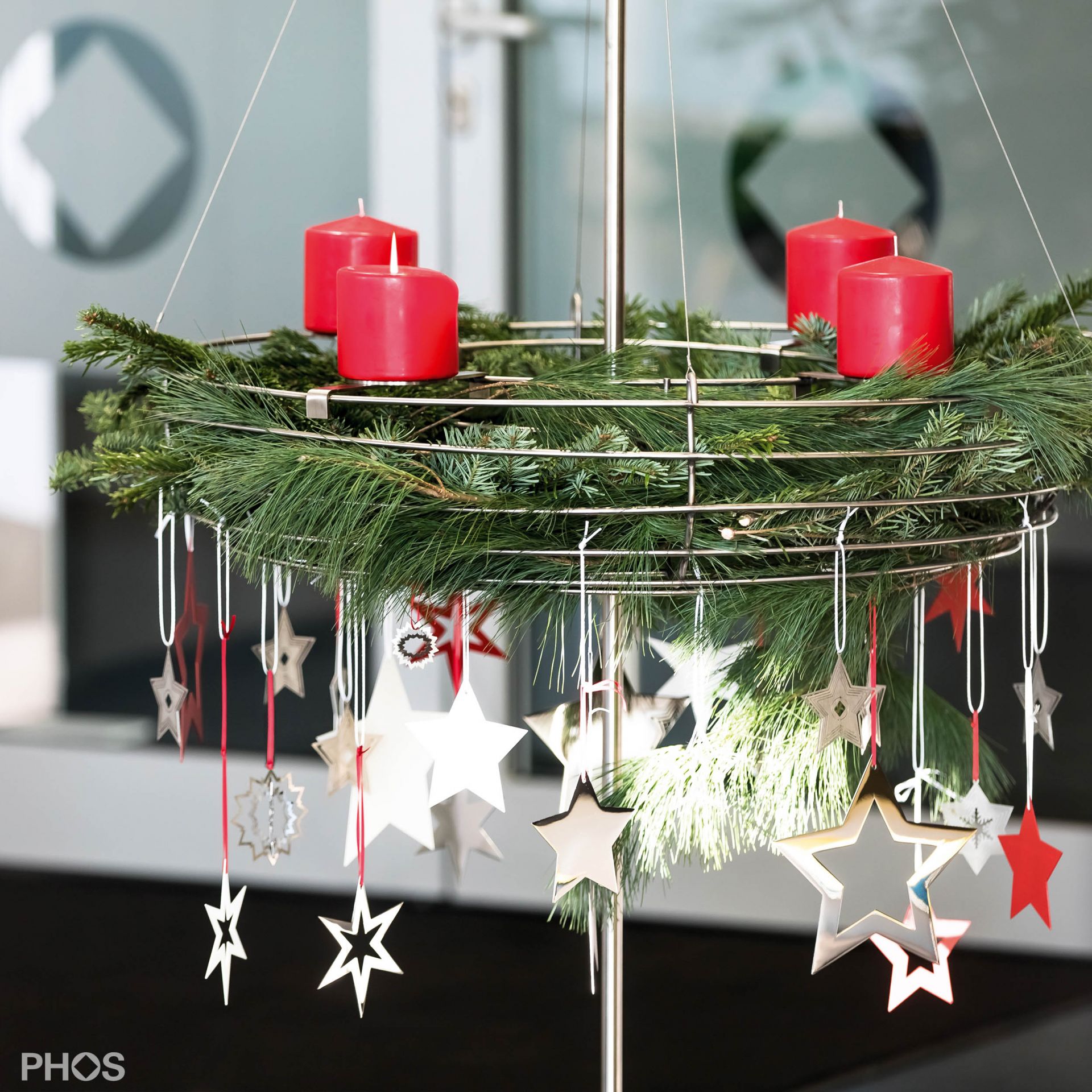 AKS1-BPO Подставка для венка Адвента с корзиной, основание: оранжевое. PHOS 