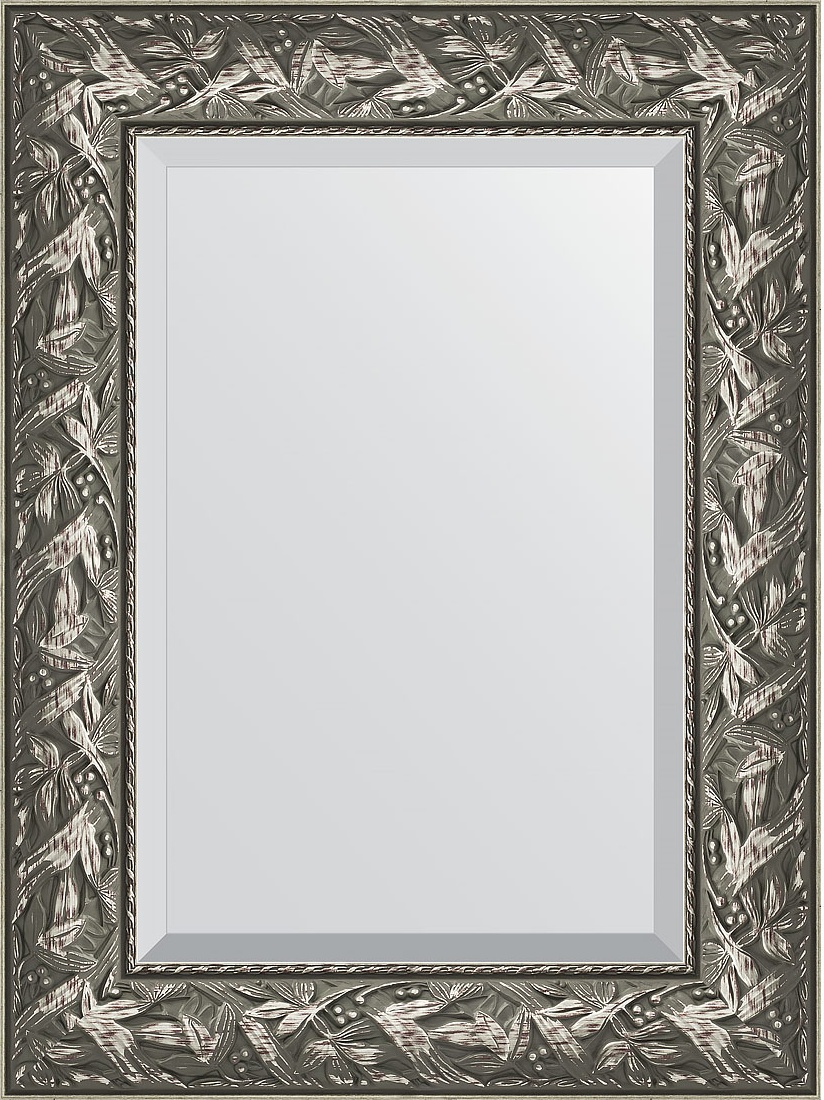 BY 3390 Зеркало с фацетом в багетной раме - византия серебро 99 mm EVOFORM Exclusive