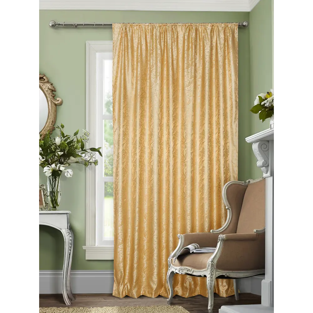 Штора на ленте «Барроко», 200х270 см, вензель, цвет жёлтый ТОРГОВЫЙ ДОМ ТЕКСТИЛЬ STLM-2195169 - Вид №7