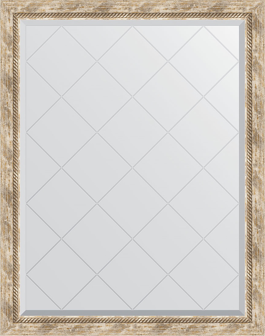 BY 4349 Зеркало с гравировкой в багетной раме - прованс с плетением 70 mm EVOFORM Exclusive-G