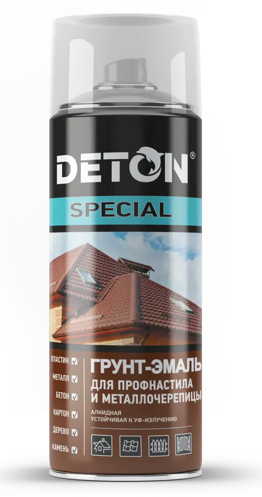 90358643 Эмалевая аэрозольная краска DETON DTN-A07298 цвет темно-коричневый 520 мл STLM-0199681