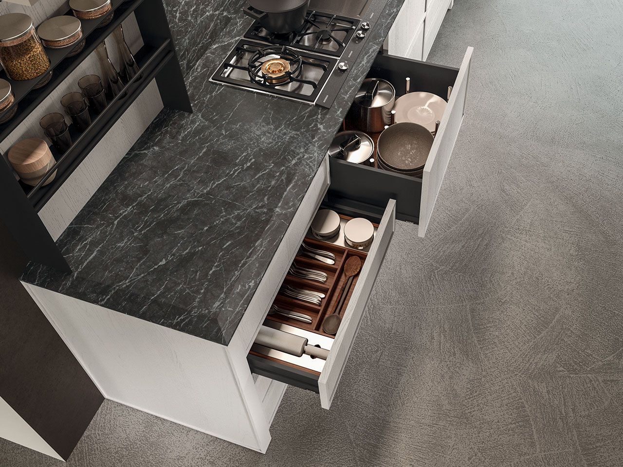 Встроенная кухня со встроенными ручками Arrital Ak_07 ARCH-00038077 - Вид №5