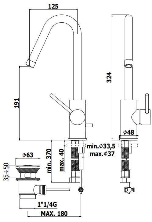 Смеситель для кухни с автоматическим сливом RUBINETTERIA PAFFONI Light ARCH-00028827 - Вид №2