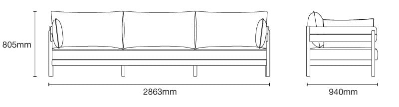 3-местный садовый диван из тикового дерева и ткани Case Tanso ARCH-00148886 - Вид №1
