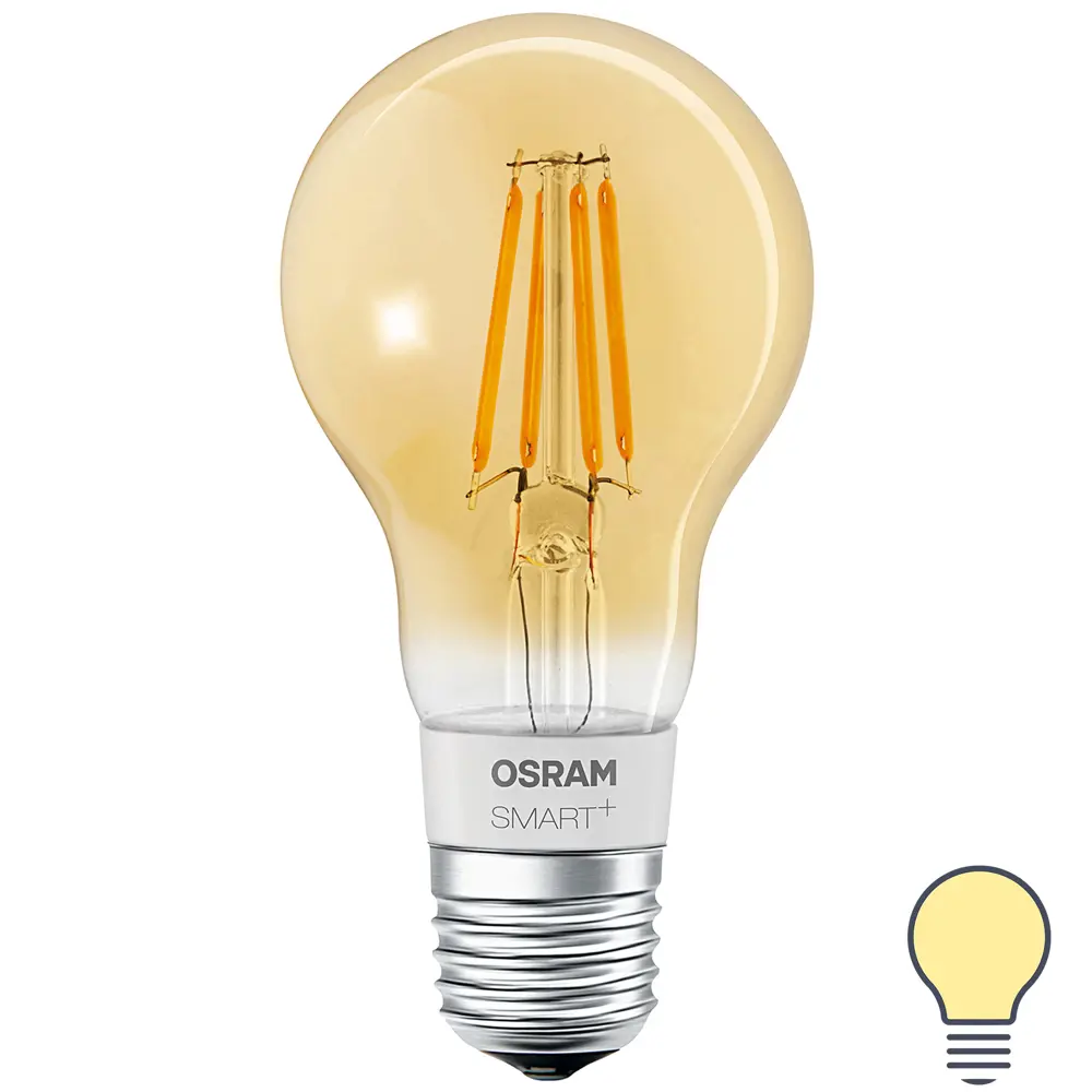 Лампа умная светодиодная Osram Smart Plus E27 220-240 В 5.5 Вт груша золотистая 600 лм, теплый белый свет LEDVANCE STLM-2207720