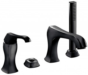 76120NEO Комплект Ares с ручным душем для установки на борт ванны. На 4 отверстия, цвет черный матовый