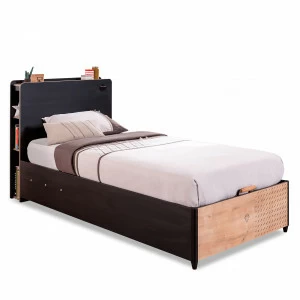 Кровать с подъемным механизмом односпальная 100х190 см черная с полками Black CILEK BLACK 00-3832334 Черный