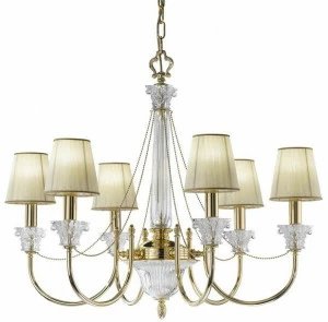 Possoni Illuminazione Люстра из чистого золота с хрусталем и абажурами Vicky 37089/6