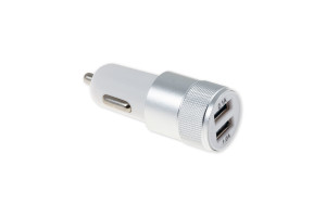16439633 Автомобильный адаптер 2xUSB, 5 В, 1+2.1 А, в прикуриватель, серебристый, 12/24 В A0603003 Arnezi