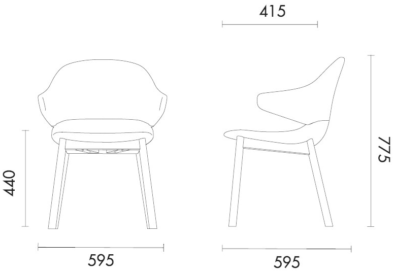 Grado Design Стул с кожаными подлокотниками и буковыми ножками Hug sun-id-1452857 - Вид №6