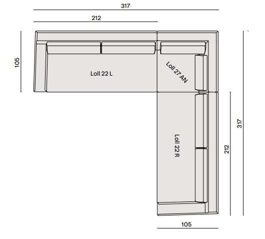 Угловой диван из ткани Gervasoni Loll ARCH-00142361 - Вид №3