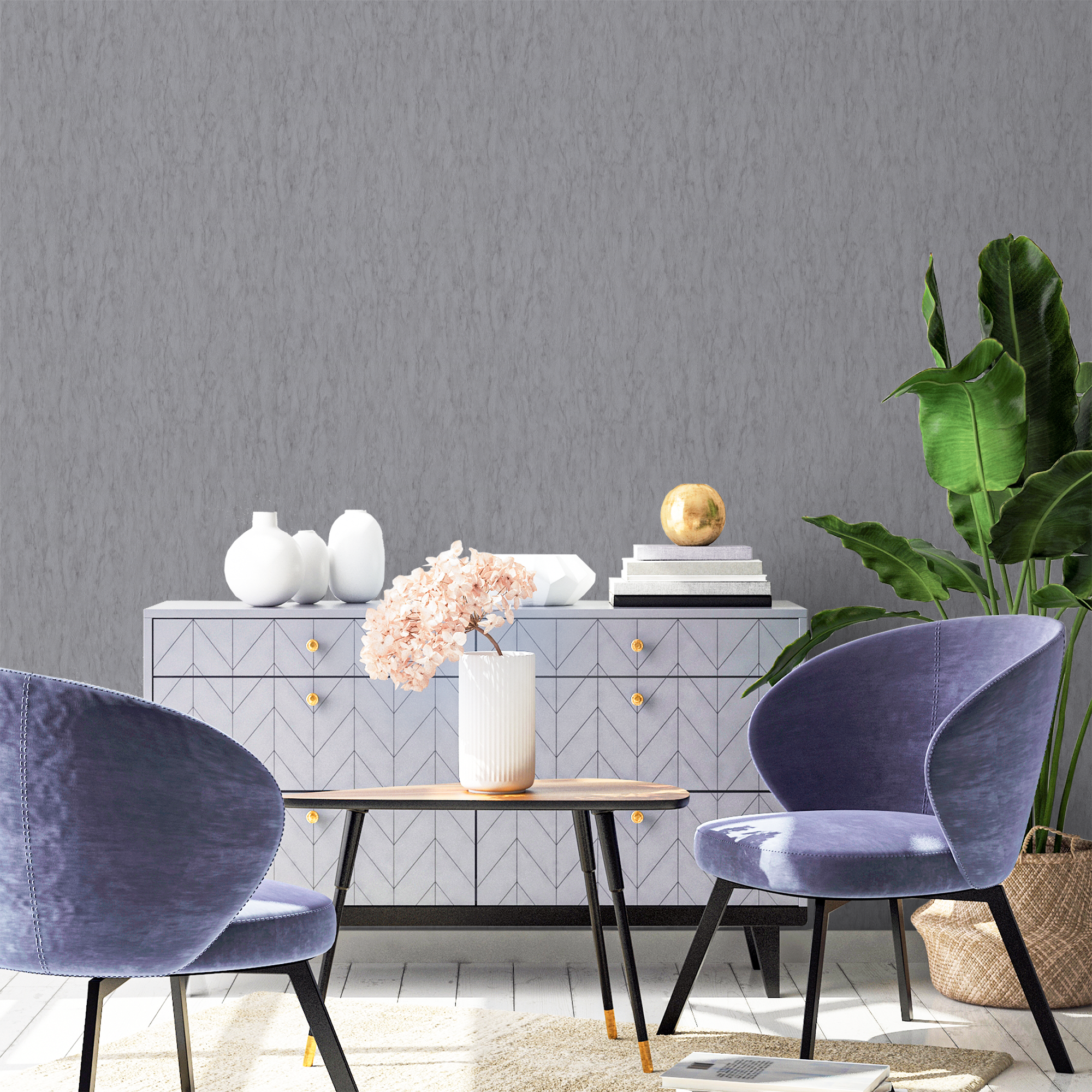 ПАЛИТРА Avignon - флизелиновые обои темно-серые структурные 1.06 м 83737748 STLM-0043957 - Вид №2