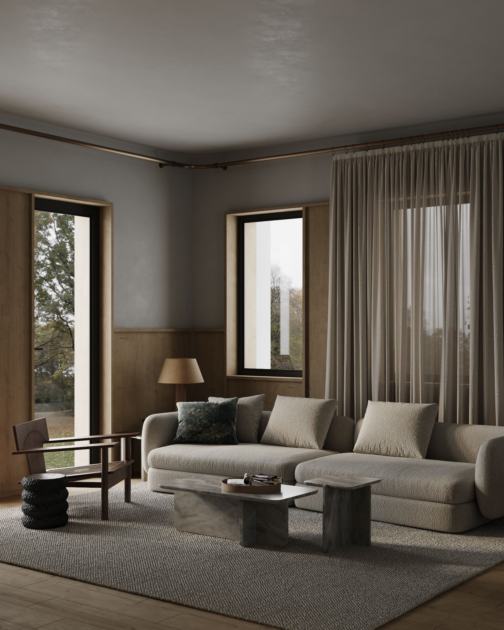 Квадратный журнальный столик из серого мрамора Maami Home Notch ARCH-00033146 - Вид №4