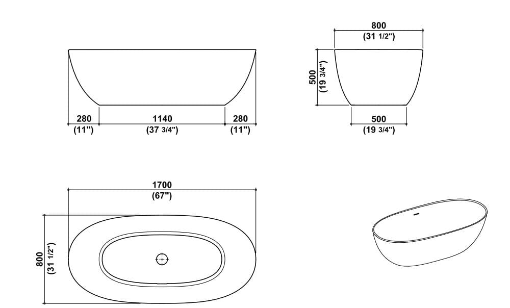 Ванна в центре комнаты в твердой поверхности Zucchetti ALOE ARCH-00099328 - Вид №2