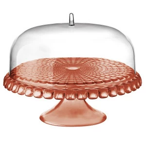 Тортовница круглая 36 см коралловая Tiffany GUZZINI  00-3869855 Красный