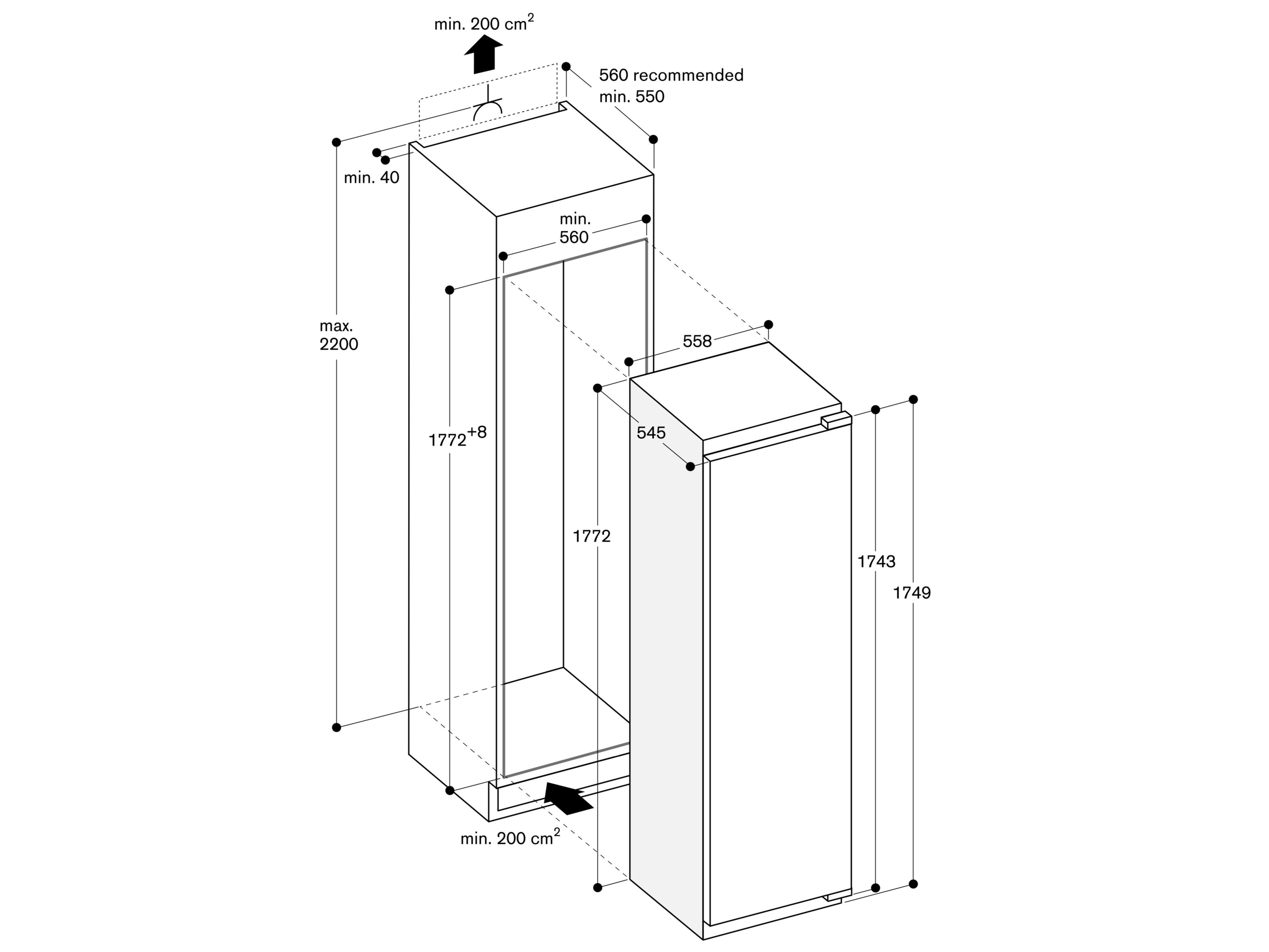 Однодверный встроенный холодильник GAGGENAU серия 200 ARCH-00037789 - Вид №3