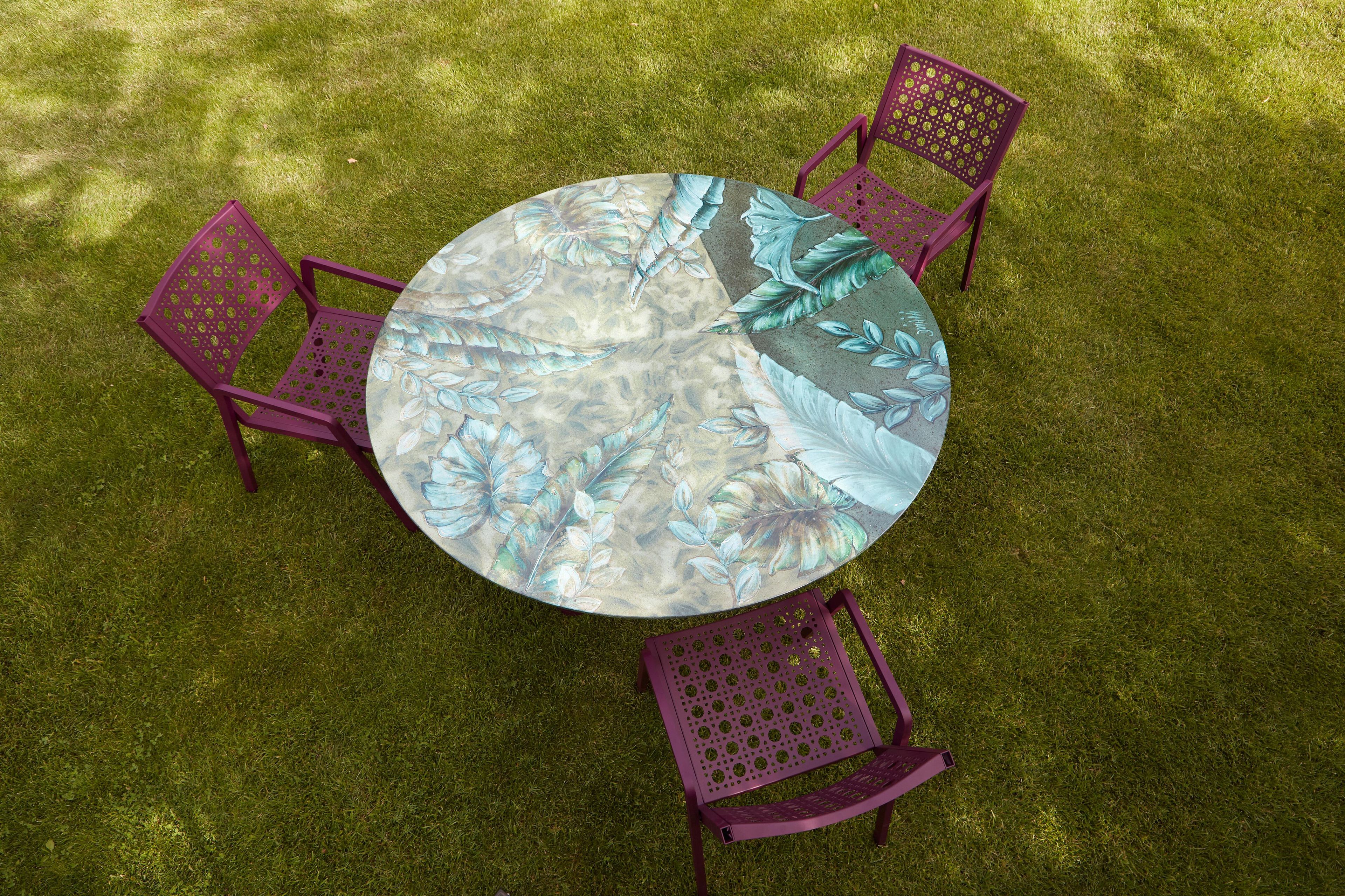 Круглый стол из фаянса и нержавеющей стали DOMIZIANI современный ARCH-00128507 - Вид №1