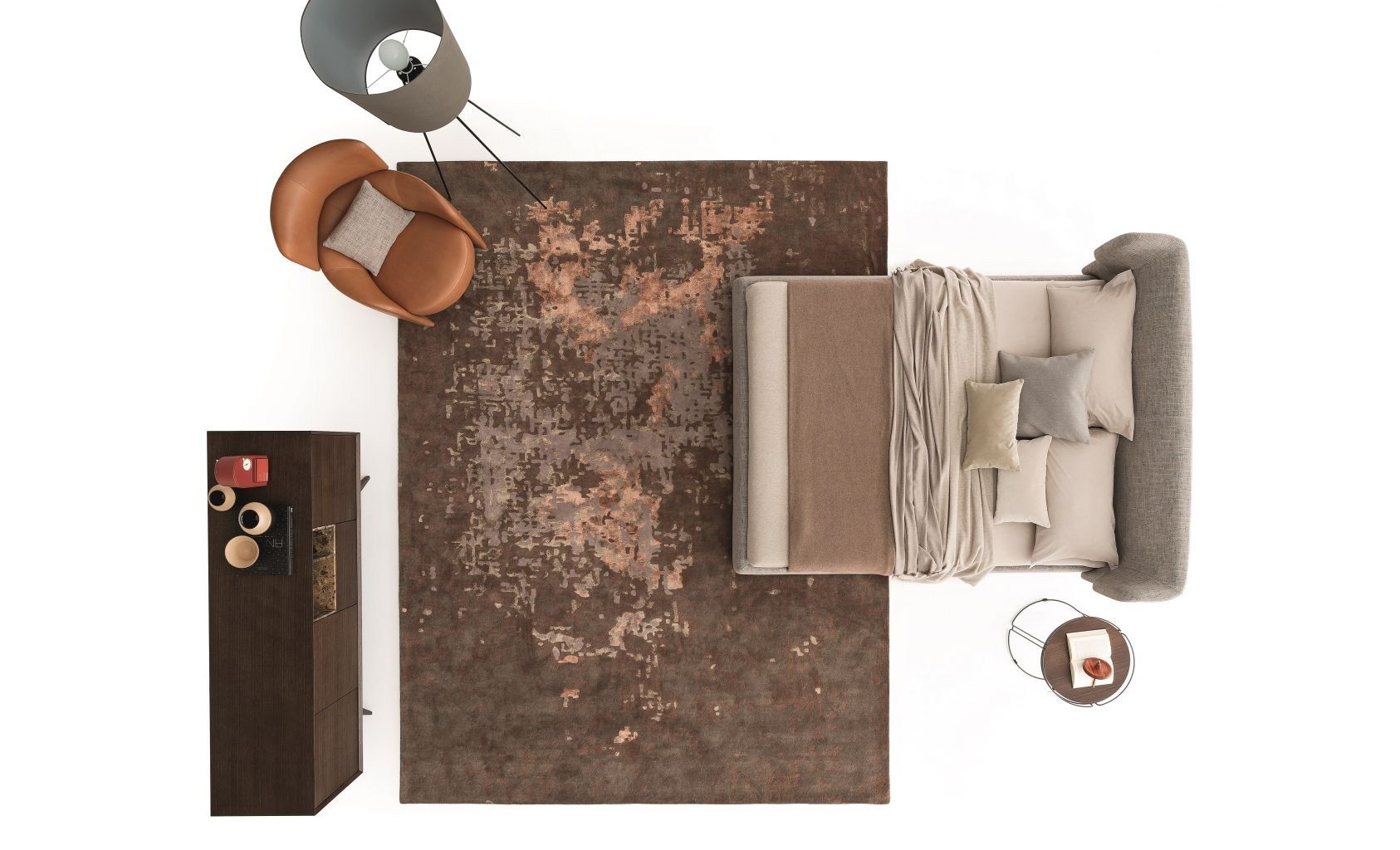 Кожаная двуспальная кровать с мягким изголовьем Ditre Italia ARCH-00035766 - Вид №1