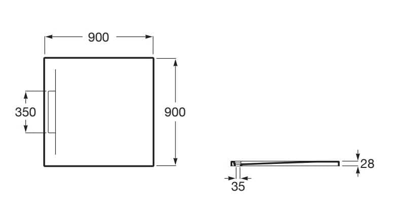 Ультра-плоский квадратный поддон для душа Stonex® Roca Pyros ARCH-00085404 - Вид №4
