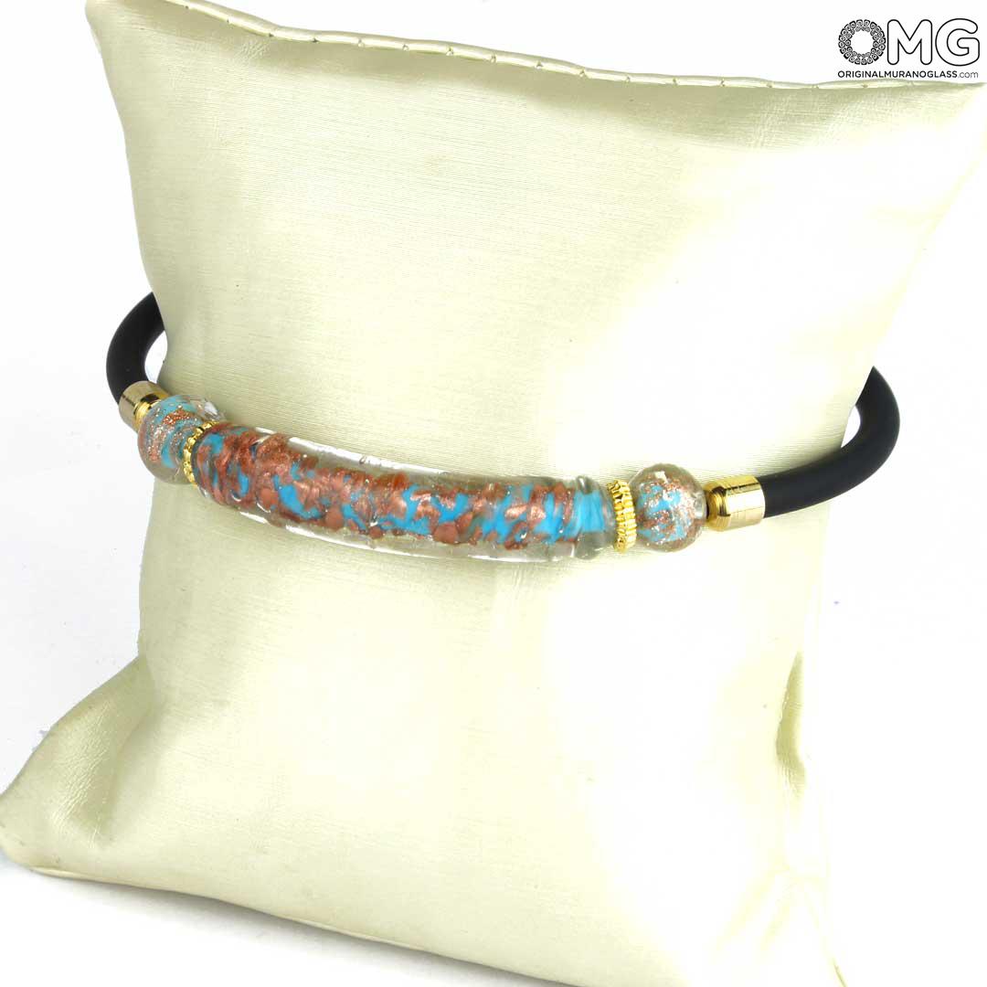 3710 ORIGINALMURANOGLASS Браслет Серена - голубой с авантюрином - муранское стекло OMG 18 см  - Вид №1