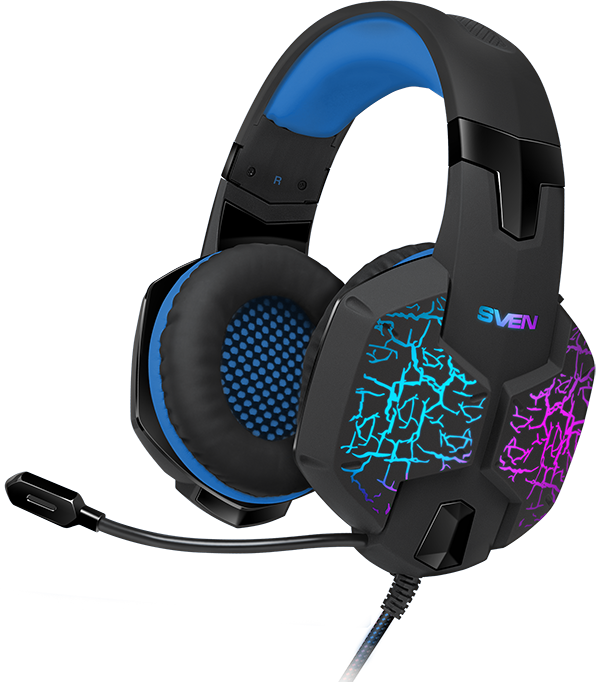 SV-015633 Игровые стереонаушники с микрофоном ap-u980mv, черный-синий (usb, led, 7.1) Sven Santreyd 