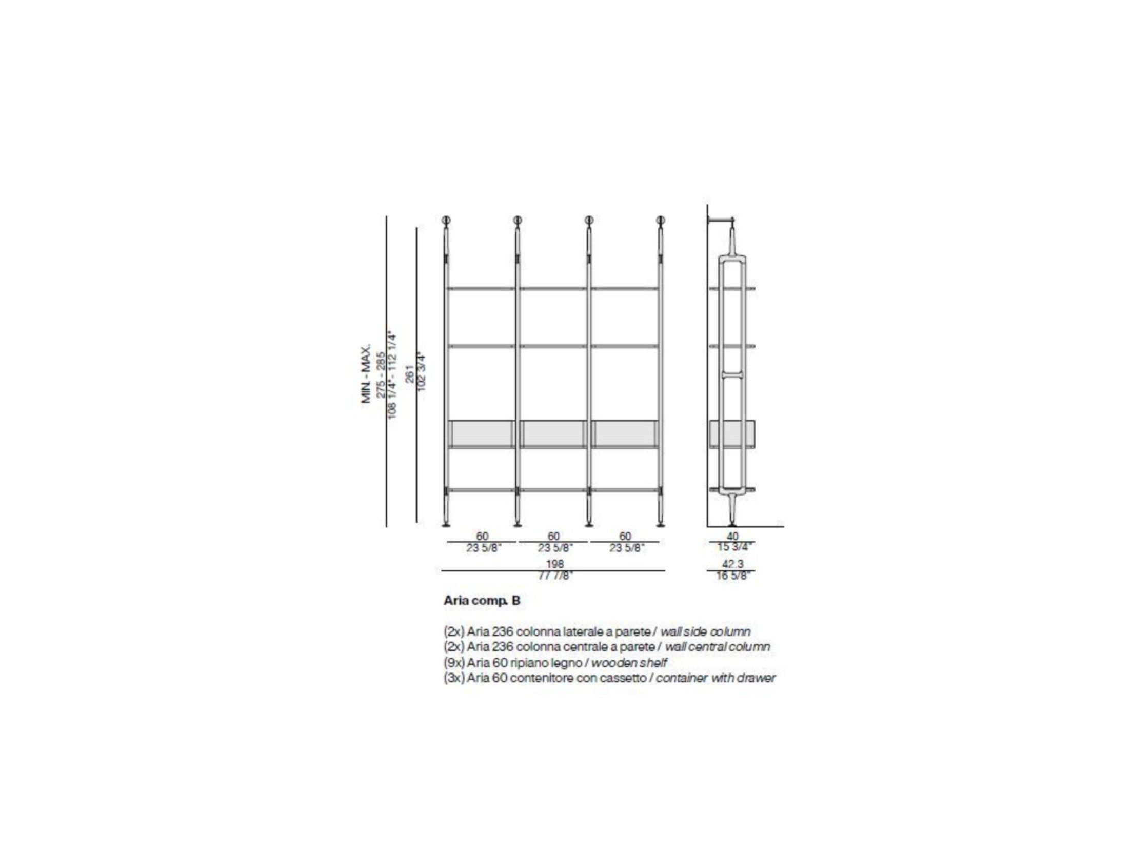 Модульный книжный шкаф из ясеня с ящиками Porada Soul ARCH-00086017 - Вид №5