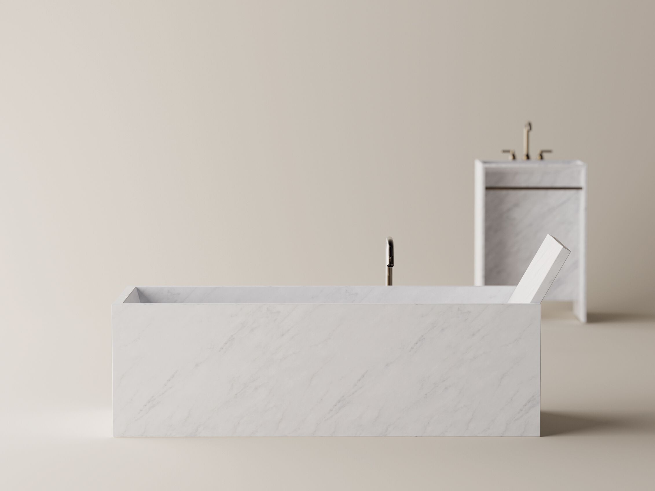 Мраморная прямоугольная ванна в центре комнаты Agape Face à face ARCH-00136267